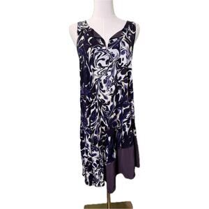 Simply Vera Asymmetrical Deep V-Neck Sleeveless Dress, Purple/Plum/Ivory, Medium